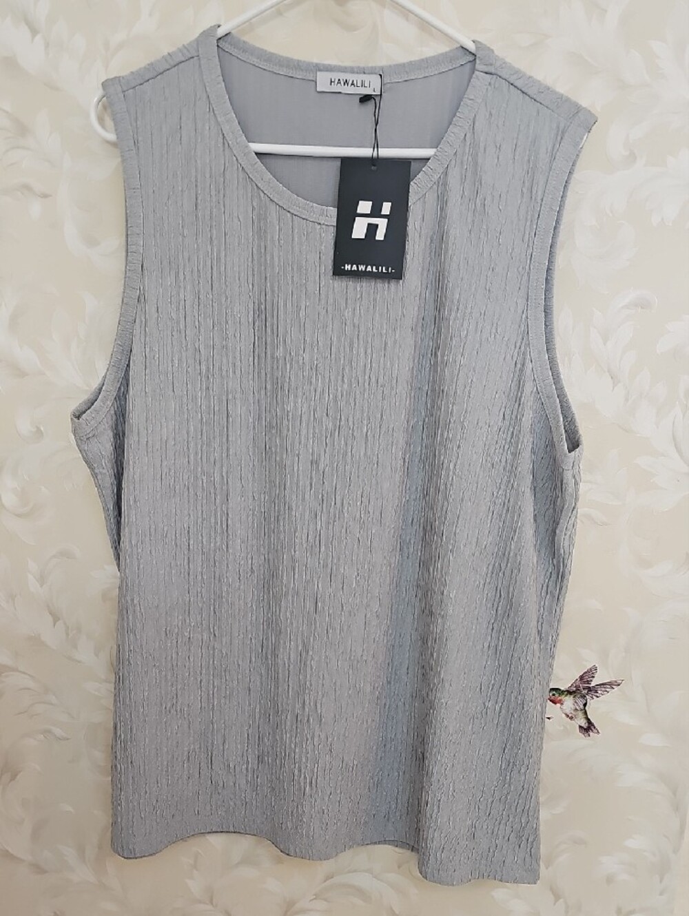 Women's Light Gray Ribbed Tank Top - Minimal Stretch Layer